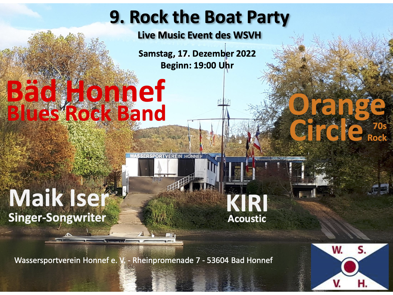 9. Rock the Boat Party Live Music Event des WSVH Samstag, 17. Dezember 2022 Beginn: 19:00 Uhr